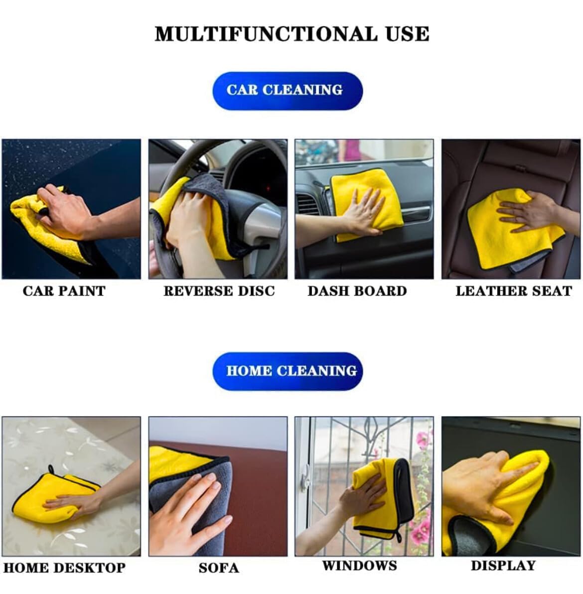 Microfiber Car Cleaning Cloth – EXTRA Soft 500 GSM (40x40 cm) (Pack of 5)