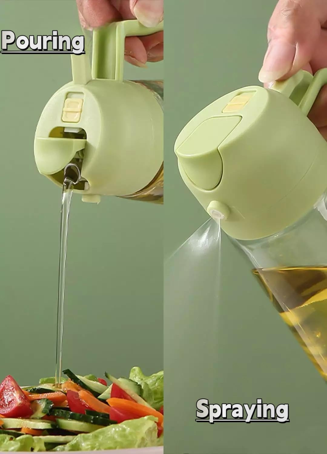 Oil Dispenser Bottle for Kitchen - 2 in 1 Olive Oil Dispenser and Oil Sprayer - 500ml Olive Oil Bottle - Oil Sprayer for Cooking, Kitchen, Salad, Barbecue 1 Pcs
