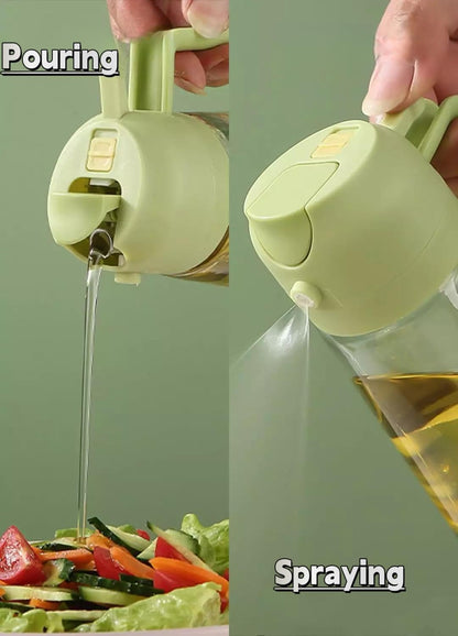Oil Dispenser Bottle for Kitchen - 2 in 1 Olive Oil Dispenser and Oil Sprayer - 500ml Olive Oil Bottle - Oil Sprayer for Cooking, Kitchen, Salad, Barbecue 1 Pcs