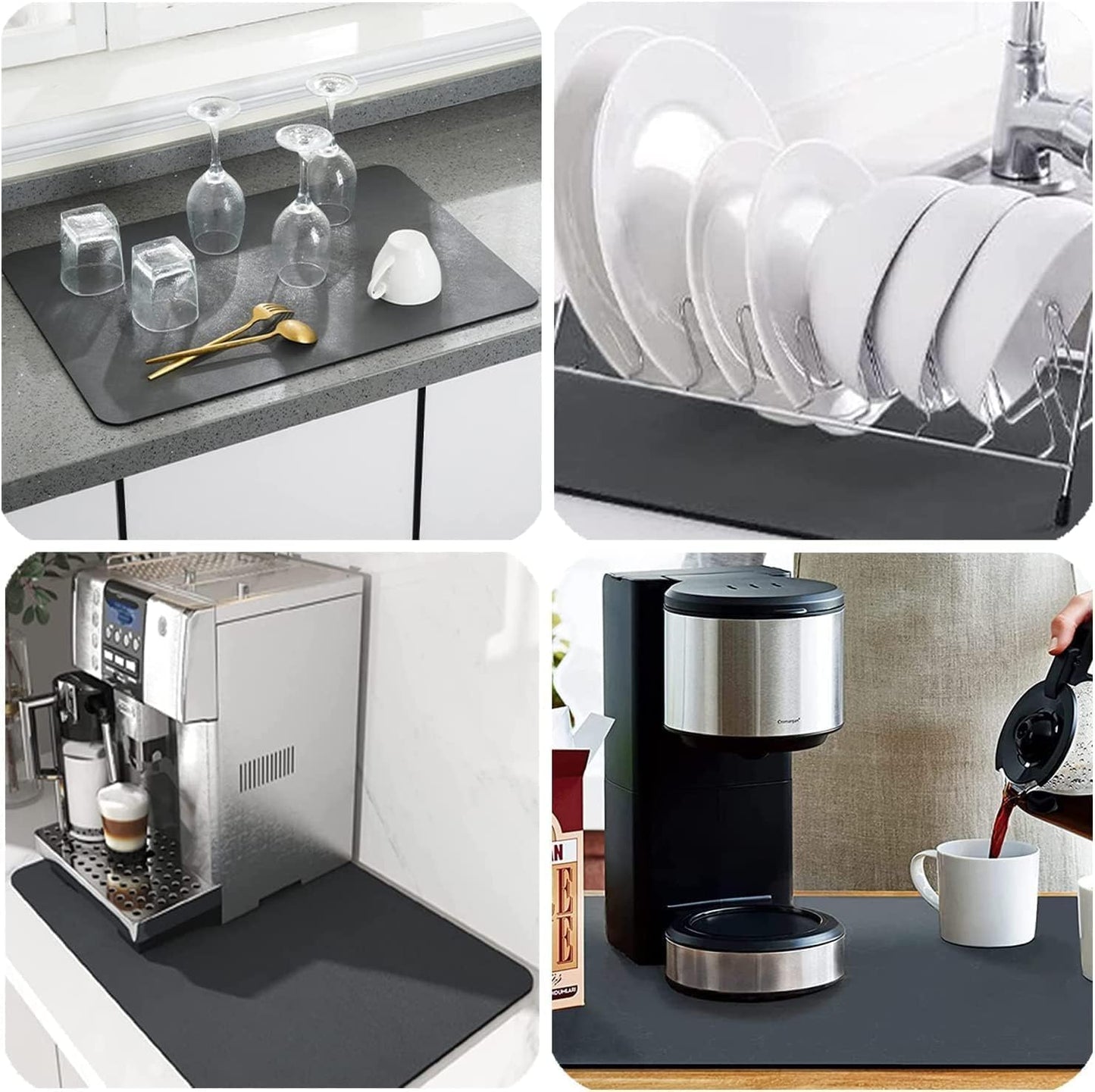 Kitchen Utensil Dish Drying Mat | Quick Dry Water Absorbent mat | Placemat for Dish Drying with Non-Slip Rubber Backed | Super Draining Mat for Kitchen 1 Pcs