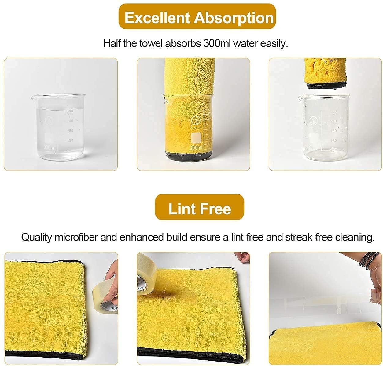 Microfiber Car Cleaning Cloth – EXTRA Soft 500 GSM (40x40 cm) (Pack of 5)