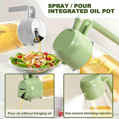 Oil Dispenser Bottle for Kitchen - 2 in 1 Olive Oil Dispenser and Oil Sprayer - 500ml Olive Oil Bottle - Oil Sprayer for Cooking, Kitchen, Salad, Barbecue 1 Pcs