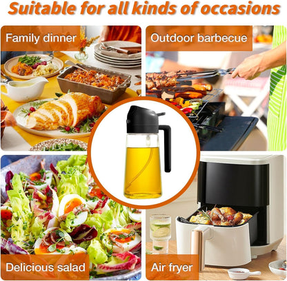 Oil Dispenser Bottle for Kitchen - 2 in 1 Olive Oil Dispenser and Oil Sprayer - 500ml Olive Oil Bottle - Oil Sprayer for Cooking, Kitchen, Salad, Barbecue 1 Pcs