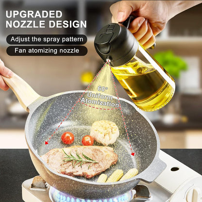 Oil Dispenser Bottle for Kitchen - 2 in 1 Olive Oil Dispenser and Oil Sprayer - 500ml Olive Oil Bottle - Oil Sprayer for Cooking, Kitchen, Salad, Barbecue 1 Pcs