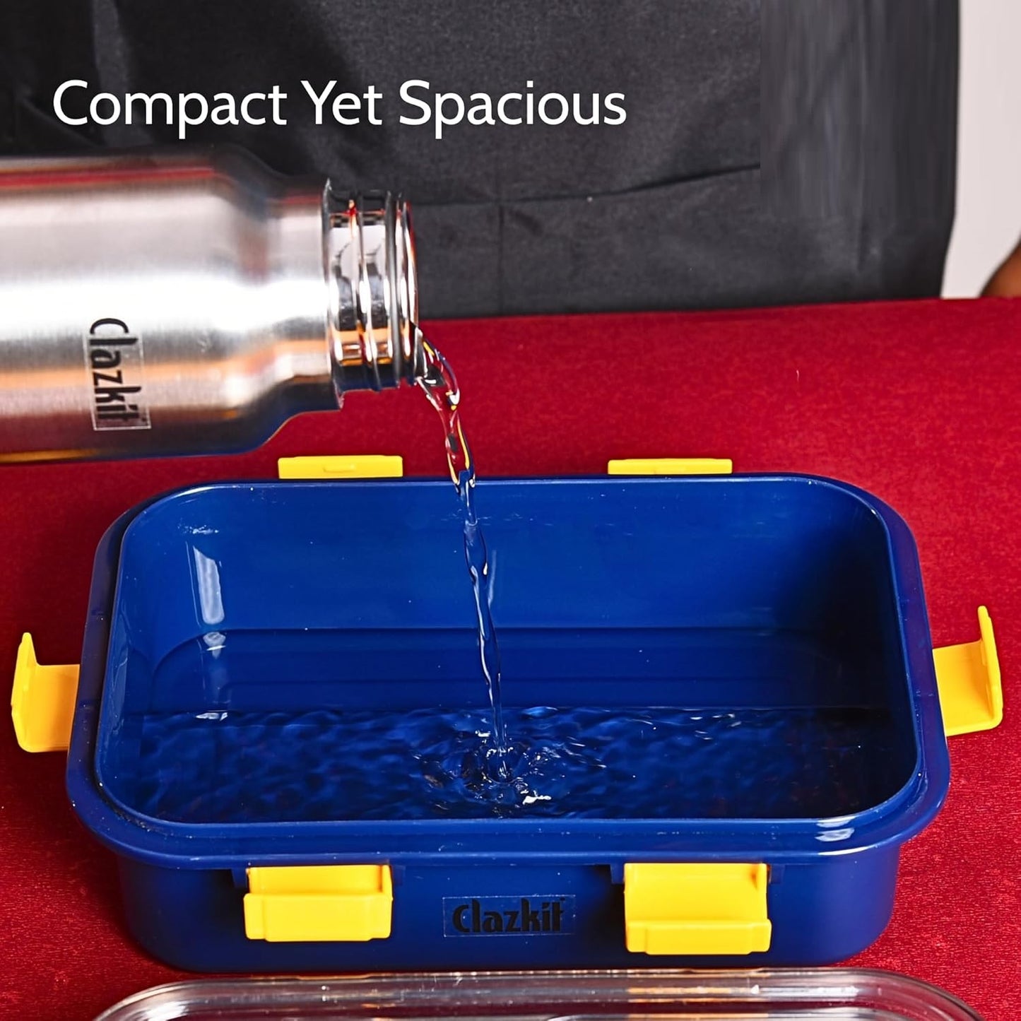 3 Compartment Stainless Steel Lunch Box, Leakage Proof Lunch Box for School Kids and Adults Pack of 1 Blue,750ML